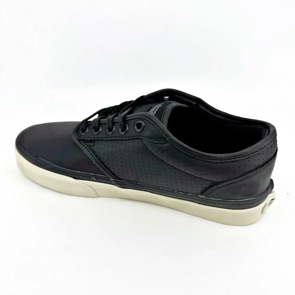 VANS Atwood (Perf) Black Antique Leather White Mens Size 6.5 Casual Sneakers
